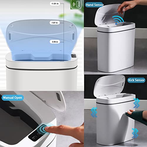 Smart Touchless Bathroom Trash Can With Lid, 3.4 Gallon Volume Automatic Motion Sensor Rubbish Can Waterproof Electric Wastebasket, Narrow Garbage Can For Kitchen/Bedroom/Bathroom/Living Room/Office #TOP6