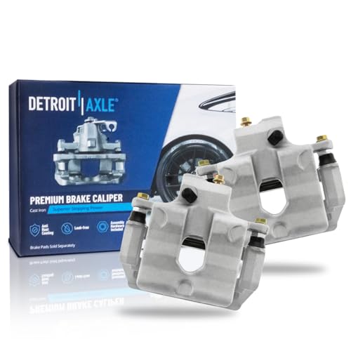 Image of Detroit Axle - 2pc Rear Brake Calipers for 2008-2014 Cadillac CTS [Brake Code JE5] Disc Brake Calipers w /Brackets 2009 2010 2011 2012 2013 Replacement Assembly