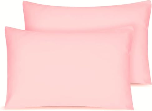 Organic Cotton Toddler Pillowcase 2 Pack, 14 x 20 Travel Pillow Case Cover for Babies, Kids, Boys and Girls, Soft and Breathable Small Pillow Cases with Envelope Closure, Pink