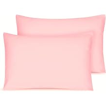 Organic Cotton Toddler Pillowcase 2 Pack, 14 x 20 Travel Pillow Case Cover for Babies, Kids, Boys and Girls, Soft and Breathable Small Pillow Cases with Envelope Closure, Pink