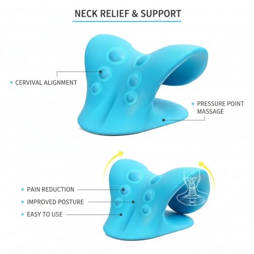 Image of DOLTAS Neck Support Stretcher - Cervical Traction Device for Neck & Shoulder Pain Relief, Massage Relaxer, Acupressure Chiropractic Support (SKY BLUE)