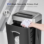 Wingwise 120-Minute Paper Shredder - 15-Sheet Capacity, 30L(7.9 Gallon) Bin, 58dB Quiet Operation, P4 Cross-Cut Heavy-Duty Shredder for Home & Office Use