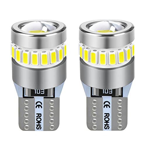 LTONXEN 2 Pcs T10 (W5W) LED 6000K Blanc 12V Voiture Ampoules 194 168 pour Lampe Remplacement de Position, Plaque, Dôme Côté et Stationnement - 2 ans Garantie.