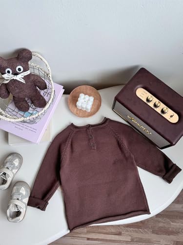 Image of Handmade Kids Knit Sweater - Cute Lamb Design, Warm Toddler Pullover, Soft Blend for Boys Girls, Fall Winter Toddler Jumper (US, Age, 3 Years, 4 Years, Brown)