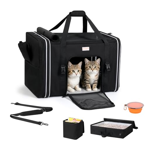 pidipiti 24 x 17 x17 Extra-Large Soft-Sided pet Carrier for 2 Cats / 1 Large…