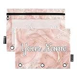 IHCVHQX Custom Pencil Pouch for 3 Ring Binder Marble Rose Gold Texture Personalized Pencil Pouches Case Binder Cosmetic Bag 2 Pack for Office School College Supplies