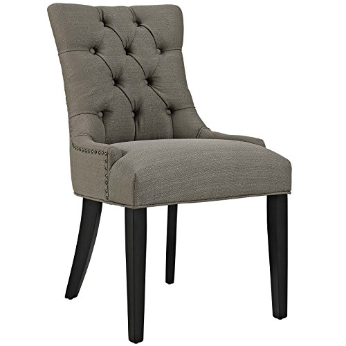 Image of Modway Regent Button Tufted Upholstered Fabric Dining Chair in Granite