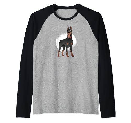 Doberman Dog Puppy Pet Canine Rescue Gift Raglan Baseball Tee, Black