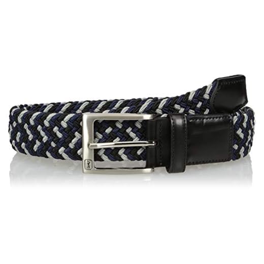 PGA TOUR mens Pga Tour Multicolor Stretch Braid Men's Belt, Black, Medium US