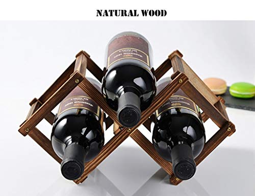 Soporte para 6 botellas de vino de madera natural miniatura 6