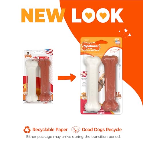 Image of Nylabone Power Chew Original Bone Dog Chew Toys, Medium, 2 Count