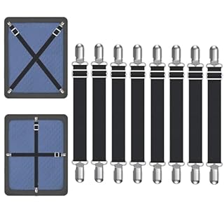 Yoovat Couch Cushion Covers Holder Straps Sofa Couch Covers Sofa Slipcover Holder Clips 10 to 60in(25-160cm) Adjustable Elastic Straps for Sofa Covers Cushion (8 Pcs Black)