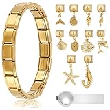 WEBEEDY Ensembles de Bracelets à Breloques Italiennes Or avec Bracelet Départ 10 pièces de...