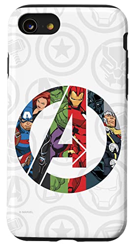 Image of Marvel Avengers A Logo with Super Heroes Case for iPhone SE (2020) / 7/8