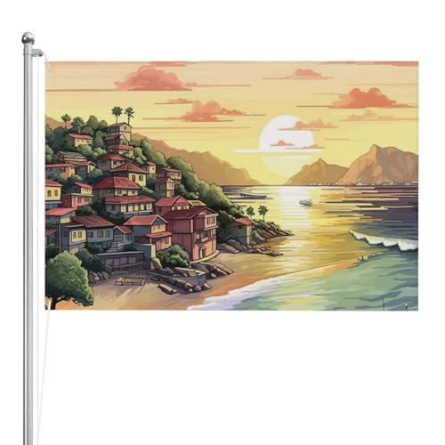 Drapeau de paysage de bord de mer 1,2x1,8m double face : fini les visuels transparents