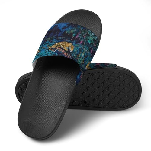 Chaussons léopard pour homme et femme - Pantoufles douces d'intérieur - 4