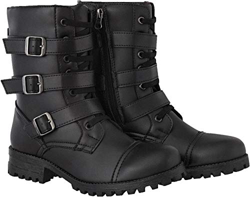 Bota Coturno Feminina Casual Cano Longo Fivela Conforto Leve Preto 35