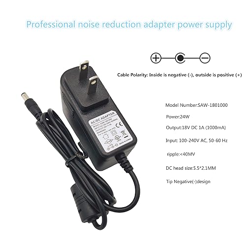 image for Pigtone Power Adapter Center Negative 18V DC 1A (1000mA) for Guitar Pe