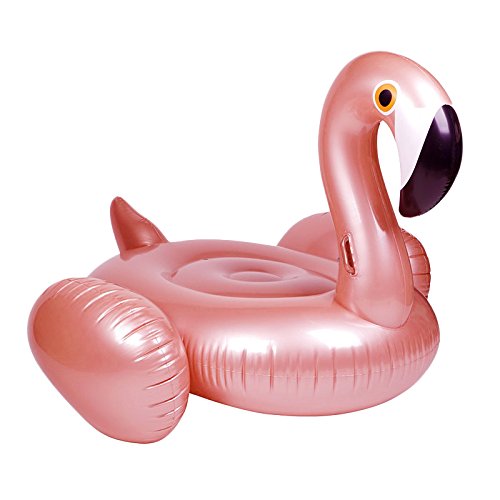 GOOBAT Giant Flamingo Inflatable Pool Float Toy, Swimming Party Lounge Floaty Raft for Kids or Adults, Rose Gold