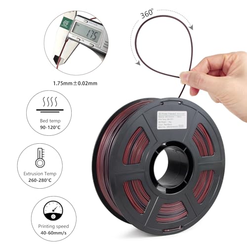 Image of Colored ASA Filament 1.75 + /- 0.02mm - UV /Rain /Heat Resistant Durable 3D Printer Filament, No Warping, Non Odor & Fumes - Perfect for Outdoor Functional Mechanical Parts, 1kg Spool /Red+Black