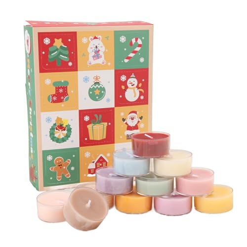 livre Calendrier de l'Avent 12 jours de Noël 2025 - Coffret cadeau - Compte à rebours jusqu'à Noël - Bougies chauffe-plat parfumées avec mèches en coton sans fumée - Cadeaux de surprise de Noël pour