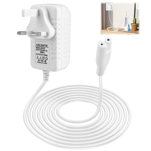 Water Flosser Charger for Waterpik WP360 WP450 WP462, 1.5M 3V Replacement Power Supply Charger Adapter for WP360W WP462W WP450W WP440 WP465 WP463 Charging Cable, Power Supply Cord Wall Charger Adaptor