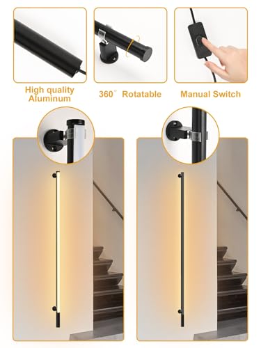 Image of Upgrade Plug in Wall Sconces, 58.2Inch Extra-Long Corner Wall Lights for Living Room, Corner Light with Remote Control, Minimalist Slim Plug in Sconce, 12W Wall Lamps for Living Room Bedroom (1 Pack)