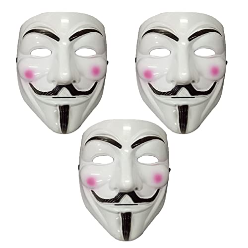 NIWWIN 3 Pièces Masques pour Adulte,Masque d'halloween,V for Vendetta Masks,décor de Nuit de feu de Joie Costume de Cosplay d'halloween,Accessoires de Couverture de Visage pour Le Rave Party