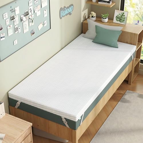 Releep 3IN Twin Dorm Cooling Gel Firm Mattress Topper with Non-Slip Bottom by Releep - Used condition - US$48.85