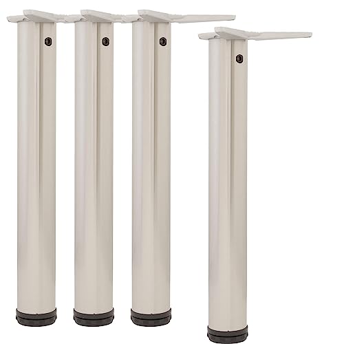 camar Tischfüße verstellbar 700-730mm rund ø 80mm, Metall Tischbeine höhenverstellbar, Stahl verchromt 4 Stück
