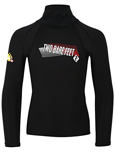 Two Bare Feet Kids Thermal Fleece Lined Rash Vest Long Sleeve - UV50 Protection Surf Base Layer, Wetsuit Swimming Tops for Surfing (Large)