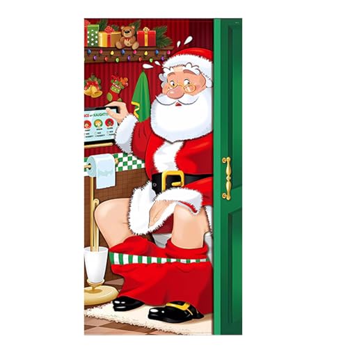 HITBOD Cubierta de puerta de Navidad, decoraciones de puerta de Navidad, decoraciones de Navidad para puerta delantera, decoración de Navidad exterior, cubierta de puerta de Feliz Navidad, lindo