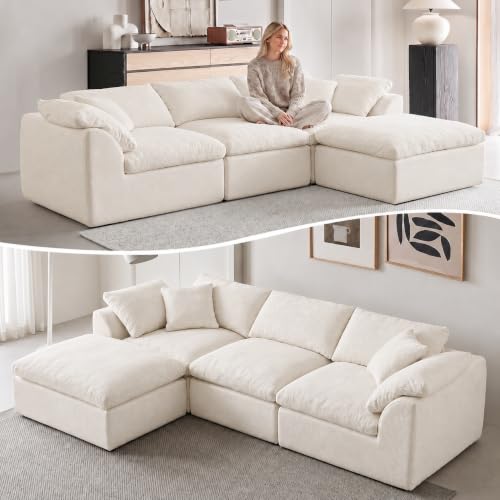 Modern Cloud L-Shape Sofa with Ottoman