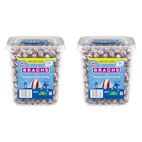 Brach’s Bobs Sweet Stripes Soft Peppermint Candy, Individually Wrapped Pieces, 3.9 Lb Tub (350 Count) (Pack of 2)