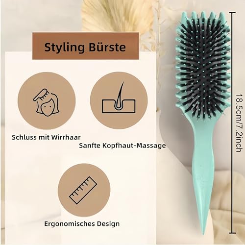 Curl Hair Brush, Lockenbürste, Curl Define Styling Brush, Curl Define Stylingbürste, Haarbürste zum Entwirren für Frauen (Grün)