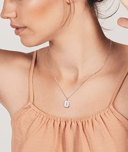Yl Initial Necklace 925 Sterling Silver Square Letter Pendant I Alphabet Necklace For Women #TOP1