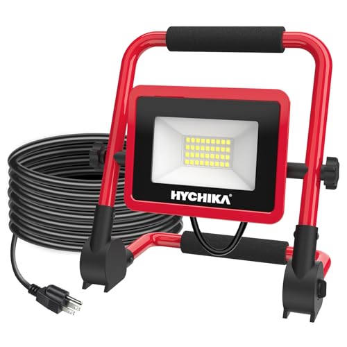 HYCHIKA 30W LED Work Light, 3500 Lumen Brightness Portable Flood Light with Stand, 6.6 ft Cord for Outdoor/Indoor LED, Car Repair - image 1