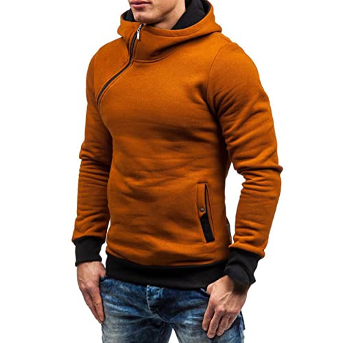 JEShifangjiusu Men Cool Casual Long Sleeve Oblique Zipper Hip Hop Hoodie Pullover Fashion Lightweight Sweatshirt With Pocket3