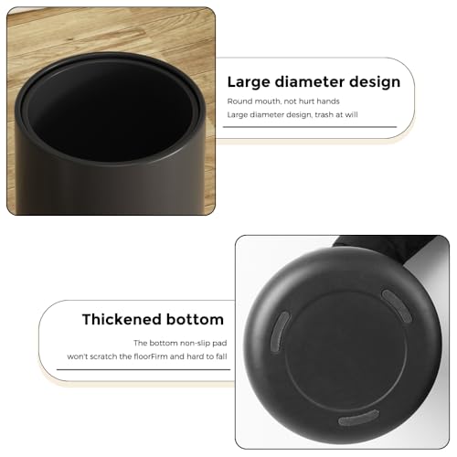 Image of 8L /2.1GAL Small Trash Can, Modern Black Metal Bath trashcan,Large Open Trash Can with Double Barrel for Bedroom, Children's Room, RV, Laundry Room (BLACK-8L)