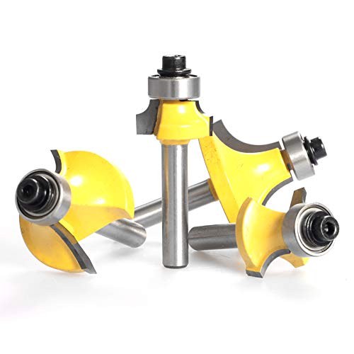 Cuculo Conjunto de broca de roteador de 4 peças para carpintaria redonda sobre borda 8 mm 1/2 '' e