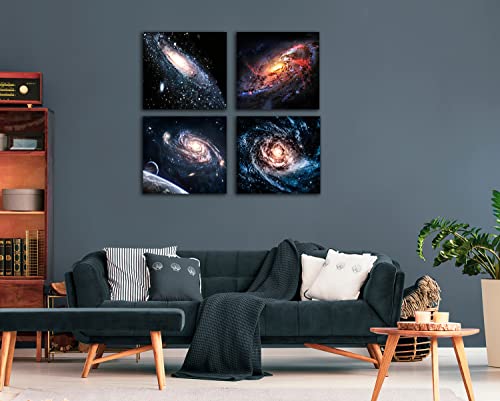 Nebula Pictures Galaxy Wall Art - Dark Sky Universe Prints/ Framed Outer Space Painting / Solar System Planet Milky Way Photo Wall Decorations Living Room Boys Girls Bedroom Bathroom 12X16 Inch Blue #TOP6
