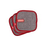 CAMPANELLI Microfiber Loopy Towels, 6x6 Inches, 3-Pack, Gray/Red, Lint-Free, for Glasses, Electronics, Screens