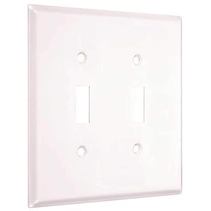 Hubbell-Bell WJW-TT Jumbo Metallic Wallplate with Two Toggle, Two Gang, White Smooth