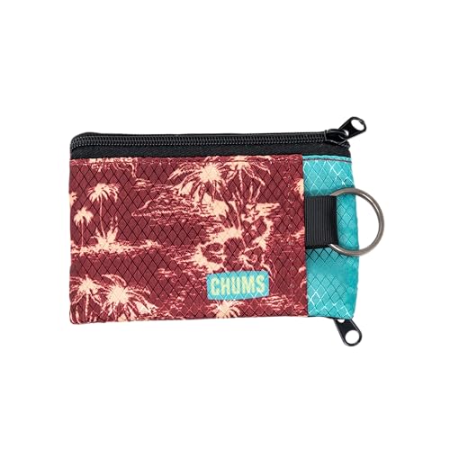 Image of Chums Surfshorts Wallet - Lightweight Slim Wallet with RFID Blocking Card & Clear ID Window - Zippered, Water Resistant w /Key Ring (Islands)