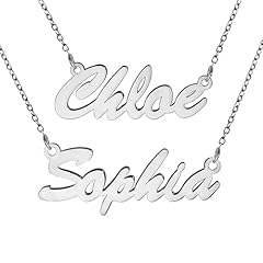 Two Different Names - Silver Script Necklace