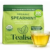Organic Spearmint Tea Bags 100 Count – Spearmint Herbal Tea – Caffeine Free Mint Tea – Fresh, Smooth and Naturally Refreshing – Eco-Conscious Plant-Based Tea Bags by Tealise