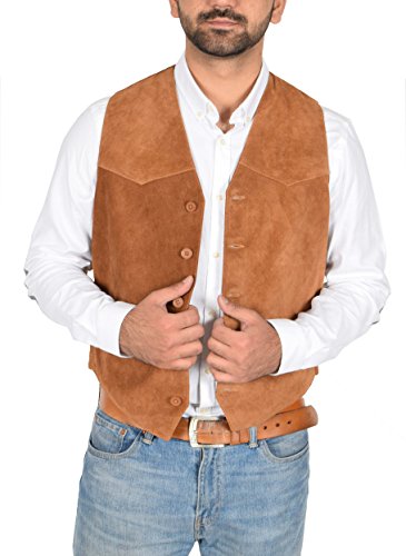 House Of Leather Mens Real Suede Waistcoat Classic Style Vest Don thumb #2