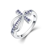 JO WISDOM Women Ring, 925 Sterling Silver Infinity Cross Crucifix Ring with AAA Cubic Zirconia Decem
