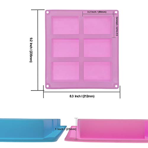 Kohand 6 Pack Silicone Soap Molds, Cavities Nonstick Soap Molds Supplies For Soap Making, Baking, Pudding, Muffin, Loaf, Brownie, Cornbread, Assorted Colors #TOP1