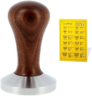 Espresso Tamper 58.5 mm, Made in Italy for IMS Competition, Gaggia Classic Pro, VST Filter Baskets. Walnut and INOX Steel Metal Tamper, Flat Bottom.